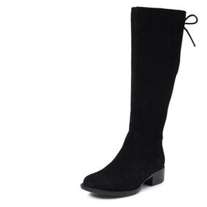 Born Cotto Tall Suede Leather Riding Boots Black Size 9.5 Wide Calf NEW NWT